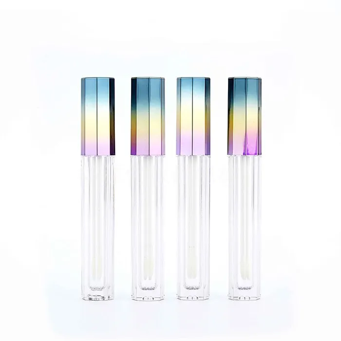 5ml elegante octogonal 3 cor octogonal 3 gradient labelo tube lipgloss recipiente cosmético frasco de armazenamento de batom líquido