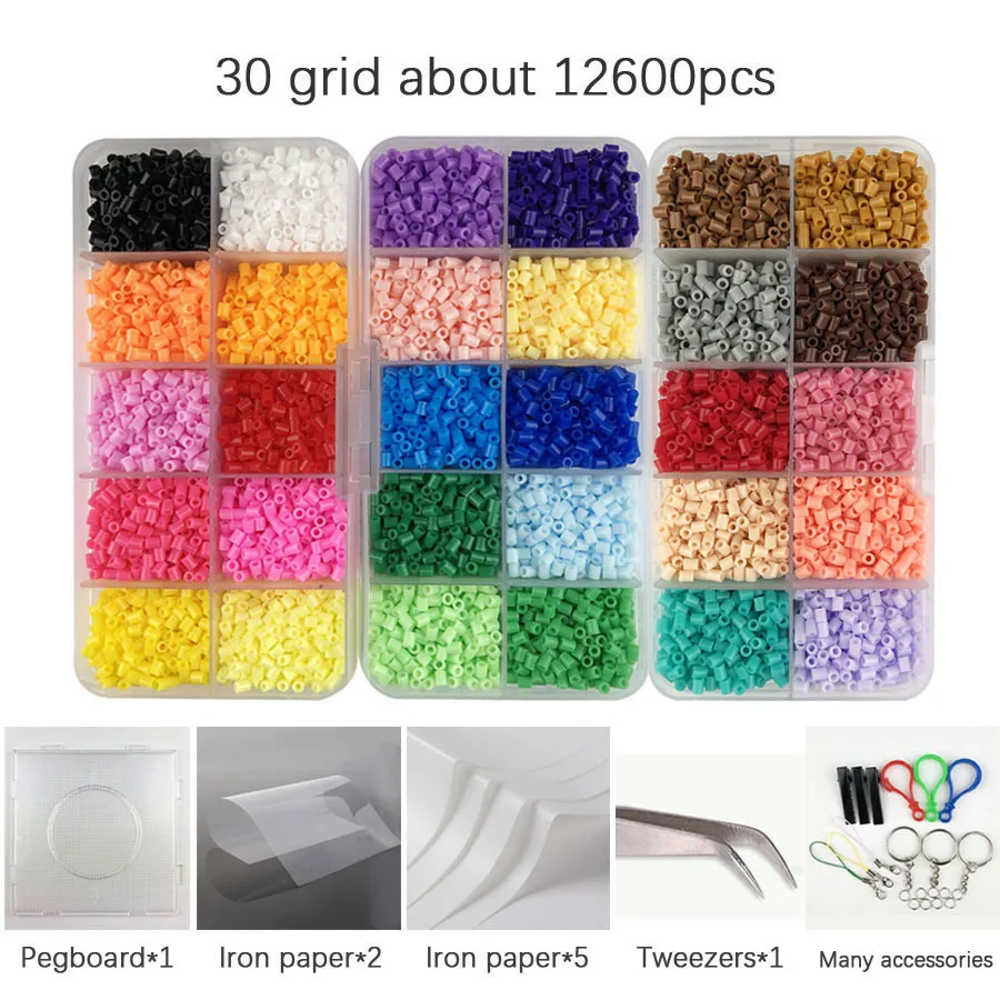 24000pcs 2.6mm Mini Fuse Beads, 24 Color Mini Crafting Melting Bead with  Pegboards Ironing Paper Crafts Set Art Crafts Toys for Kids