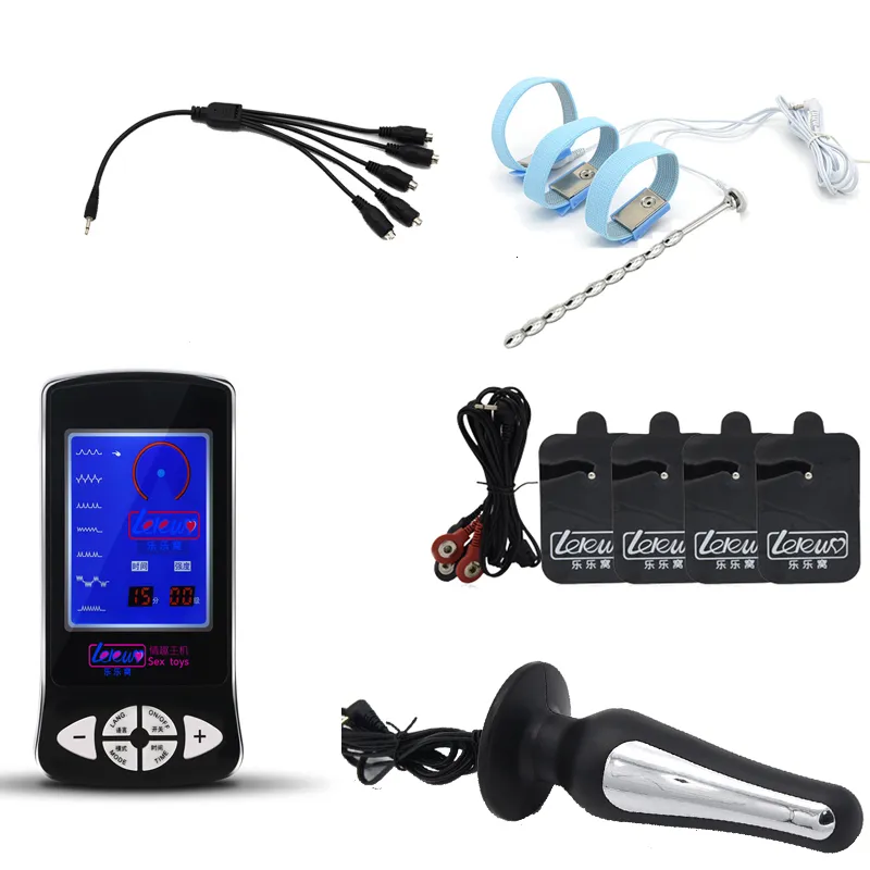 Electric Shock Kit,Anal Butt Plug Urethral Sound Catheter Body Massager Pads Electro Shock Sex Toys Accesorries Set Y191113