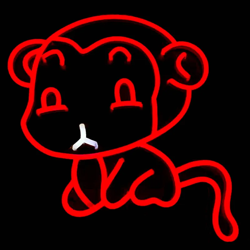 Красная обезьяна знак детский парк домой детская комната комната украшения стены ручной неоновый свет 12 v супер яркий