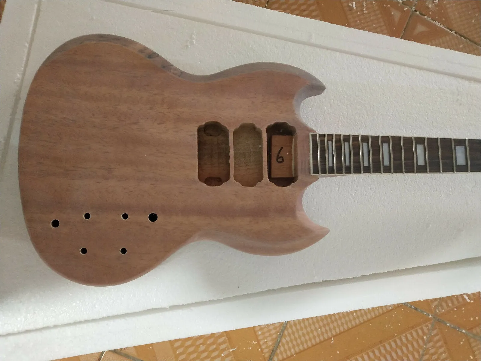 DIY SG Style Electric Guitar Kit Unfinished Mahogany Body Neck Set