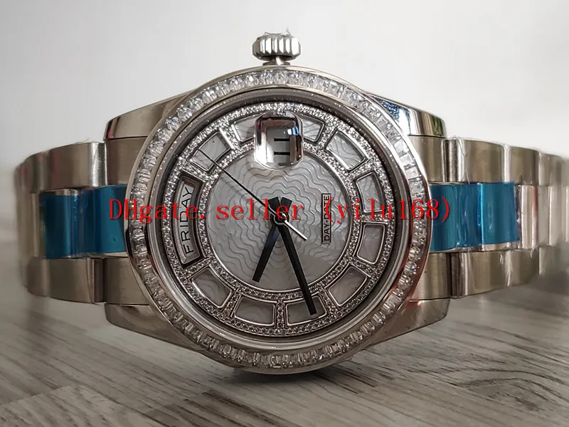 Luksusowe Hot Kobiety Zegarek Mężczyźni Składany Mechaniczny Ze Stali Nierdzewnej 118399 Biały Matka Pearl Wheel Diamond 36mm Data Paski Fala Diament