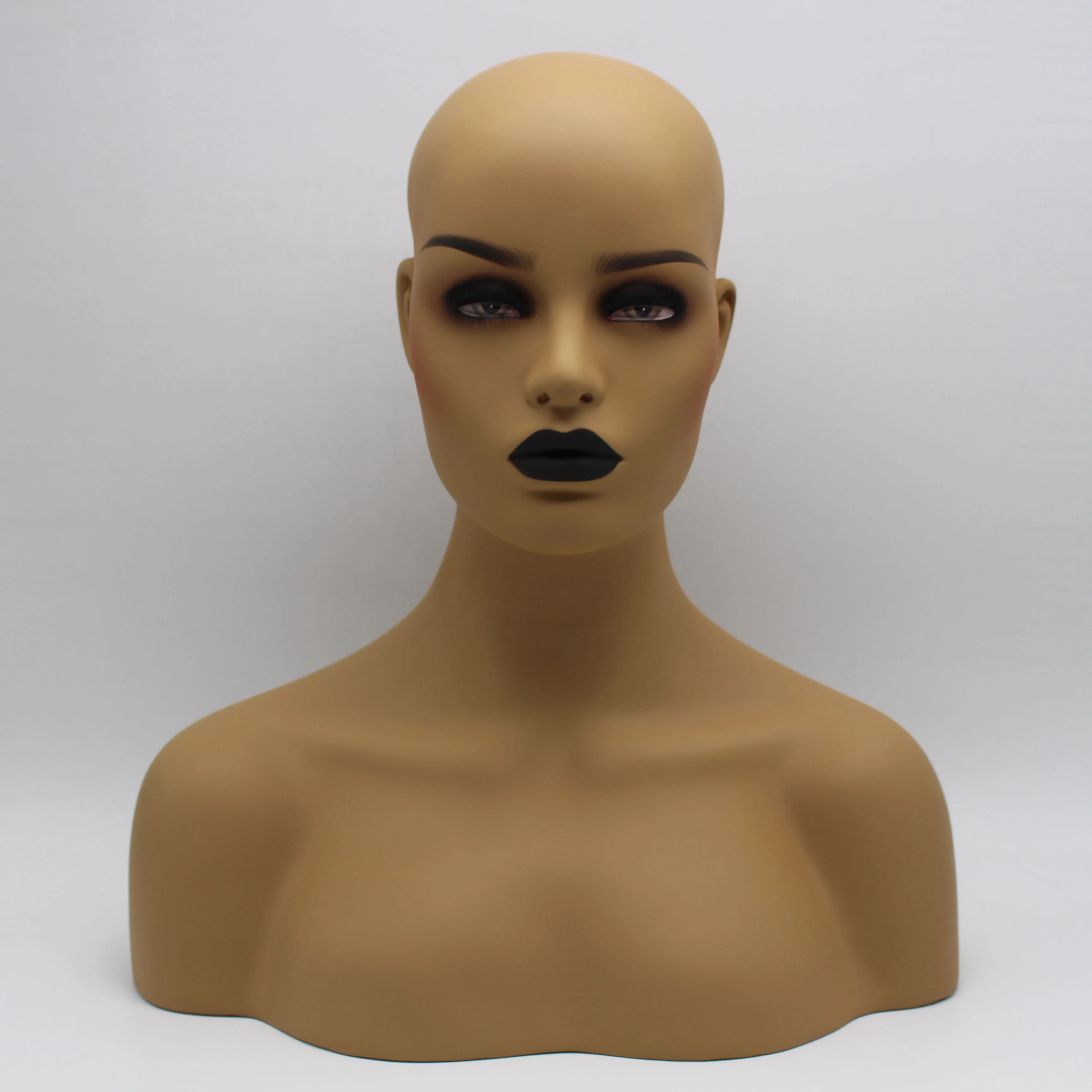 Black Lipstick Fiberglass African American Female Black Mannequin Head