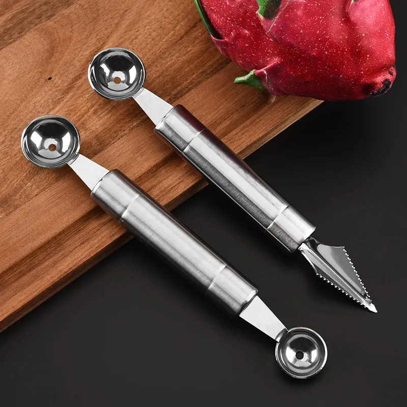 Stainless steel fruit carving knife double head ball cutter wavy engraving ball device manufacturer direct sale Vegetable Tools