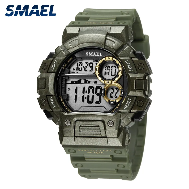 Casual Militare SMAEL Orologio da uomo S Resistente Rotondo Orologi sportivi da uomo 1443 LED Digitale Impermeabile maschile Reloj Orologio automatico da regalo