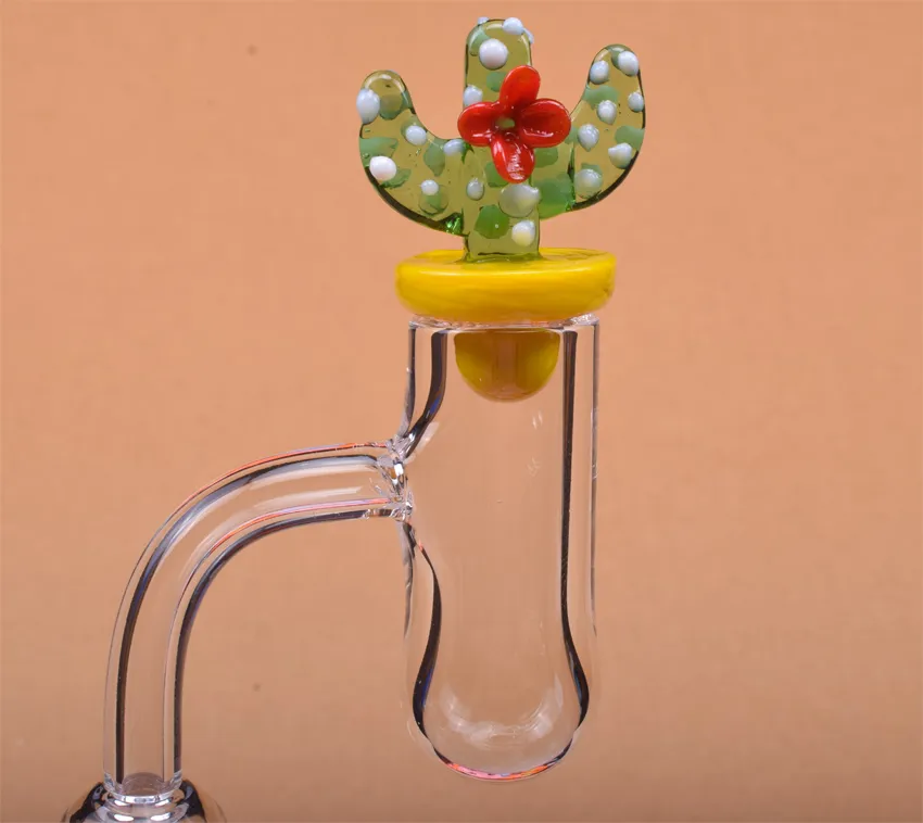 Quartz Banger avec Cactus Carb Cap OD: 20mm Flat Top Round Bottom Male Female 10mm 14mm 18mm Joint Dab Oil Rigs