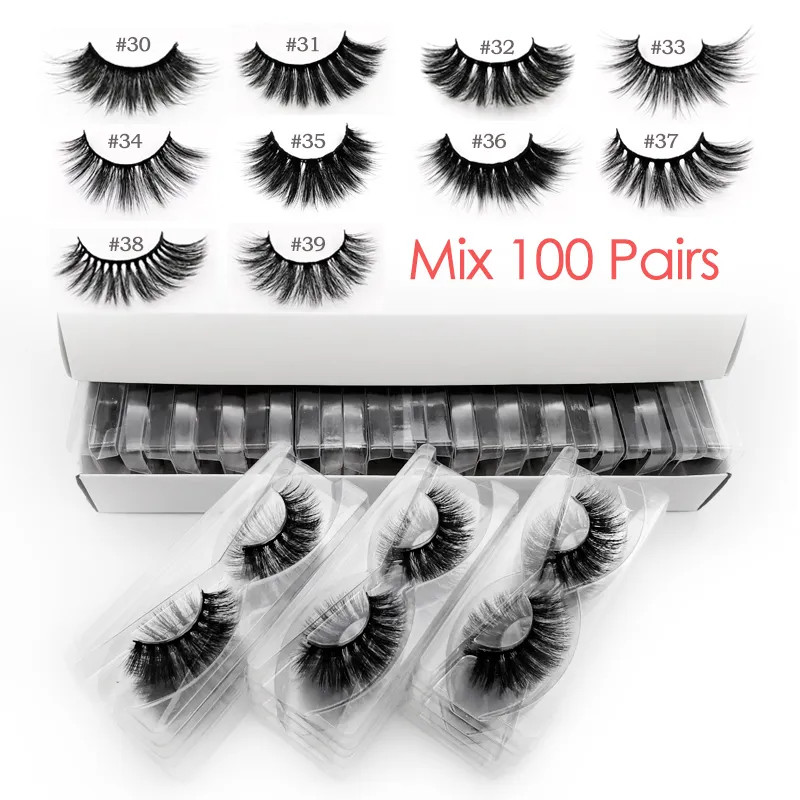 Coussins en gros 20/30/40/50/100 Paires 3D MINK LASHES NATURELS MINK LASSES MALUP CILIOS DRAMATIQUE FALS