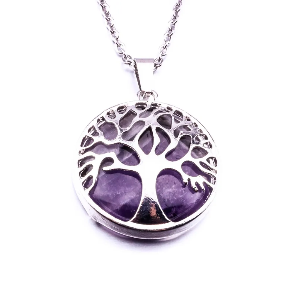 New Stone Natural branco Turuoise árvore de vida colar colar de opala árvore-de-rosa vida de cristal para mulheres de jóias