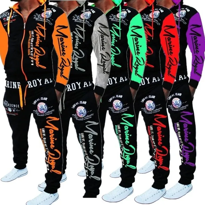 Zogaa Men Track Trajes Chaqueta con capucha Sweatsuit Sweatsuit Sports Trajes Nuevos Sportswear Hombre Jogger Sets Impreso Tacksuit Hombres Ropa
