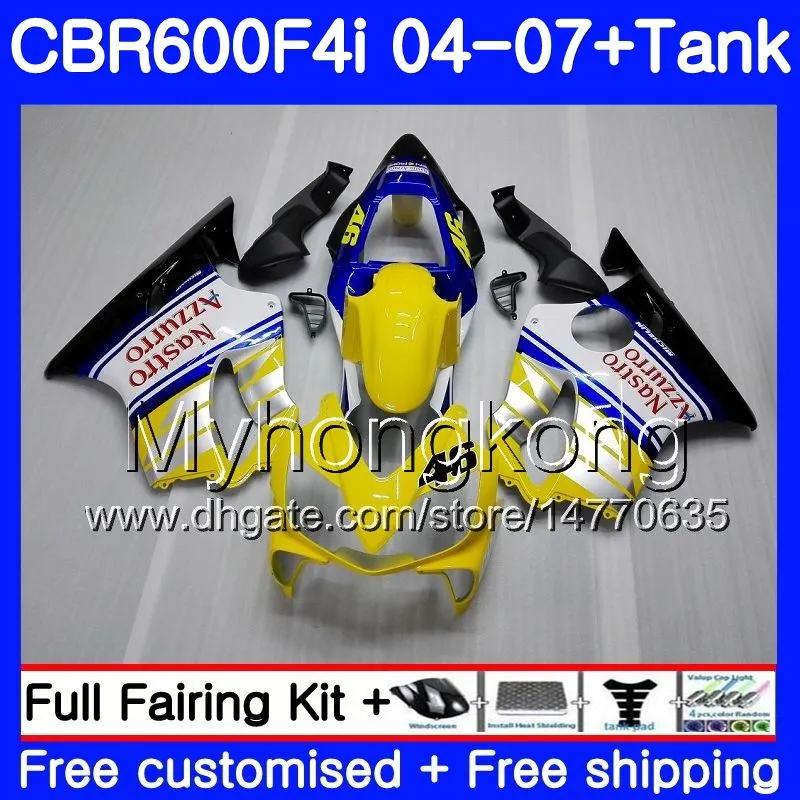 Kropp för Honda CBR 600F4I CBR600 FS CBR600F4I 04 05 06 07 281HM.14 CBR 600 F4I Yellow Black CBR600 F4I 2004 2005 2006 2006 2007 FAIENINGS KIT