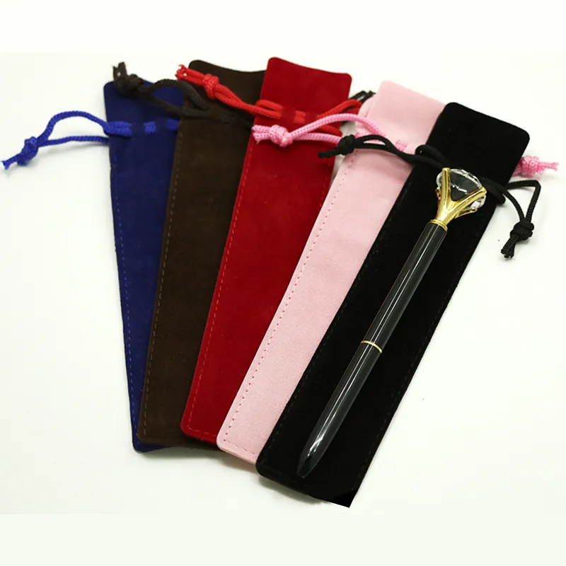 Multi-color Single Pen Bag Fountain Pens Pouch Handcrafted Flannel Pencil Bag Marker Pen Pouch Holder Storage Sleeve Cosmetic Pouch VT0204