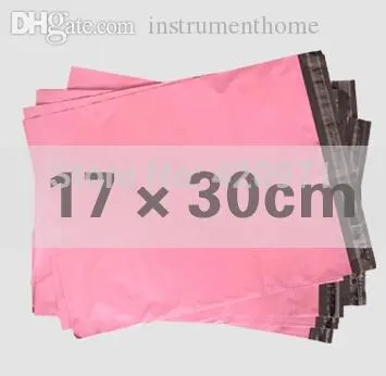 Groothandel-100 stks / partij 17cm * 30 cm roze poly mailing tassen plastic envelop express tassen koerier tassen groothandel gratis verzending