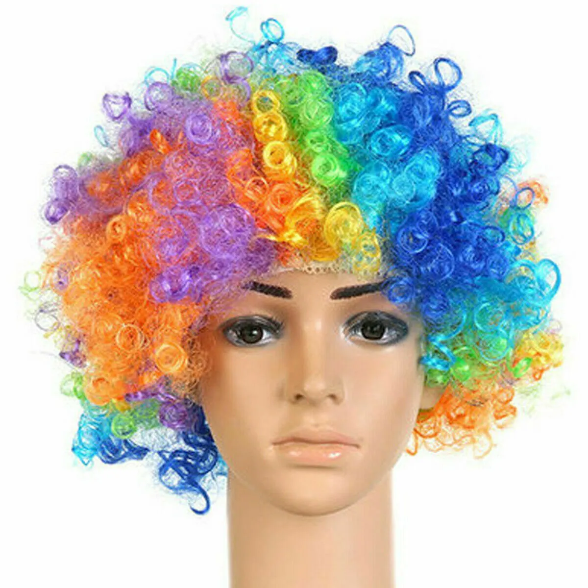 Size: adjustable synthetic wigs Select color and style 70s 80s Disco Circus Afro Clown Hair Wig Fancy Dress Up Costume Curly Wig Gift