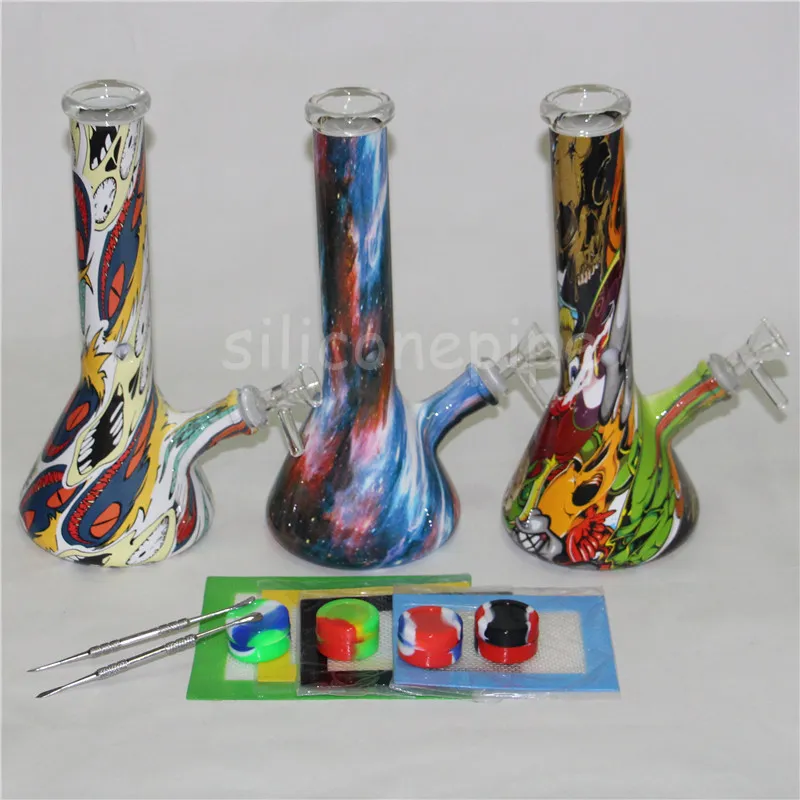 10 5 Beher Cam Bong Basit Cam Buz Catcher Ile Bongs Kalın Beher Taban Cam Su Borular Downstem ve Kase Ile Sigara İçmek için