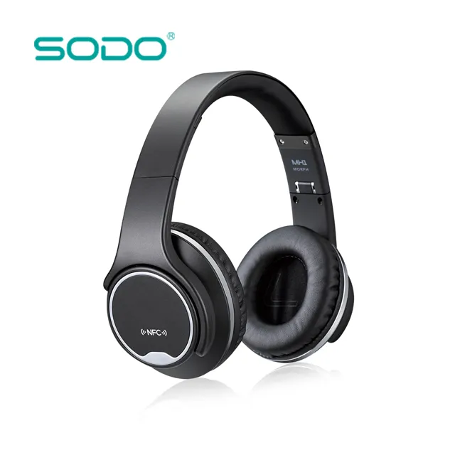 Original SODO MH1 Bluetooth-Kopfhörer-Lautsprecher, 2-in-1-Twist-Out-Wireless-Headset mit NFC-Mikrofon für Telefone