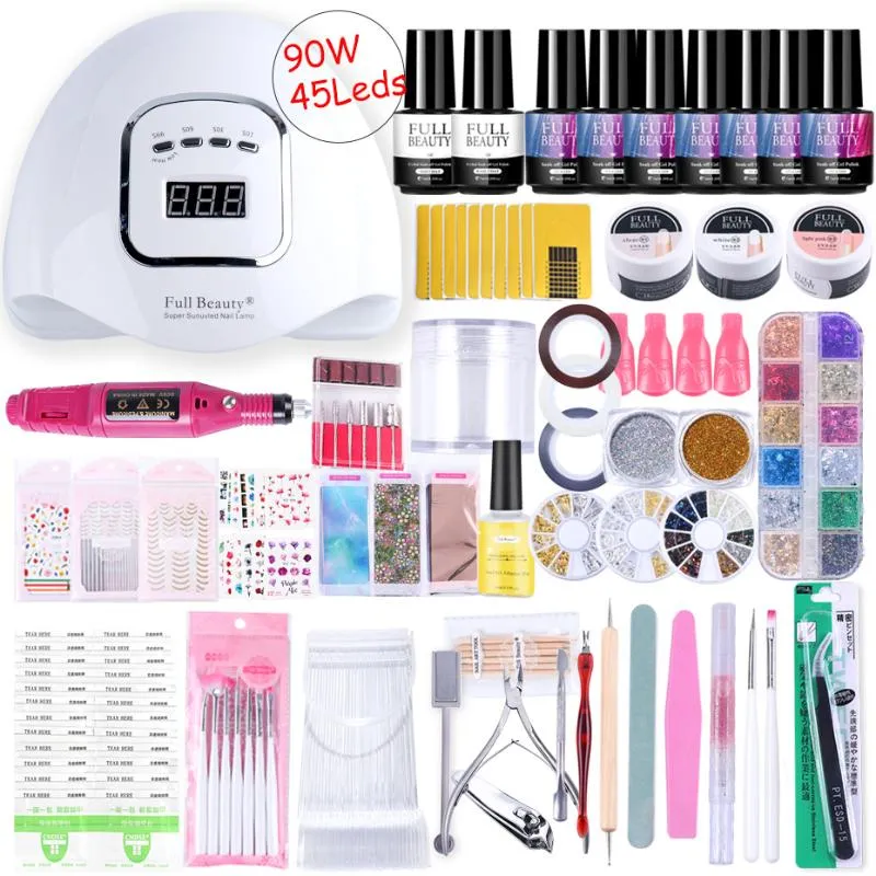 Super Manicure Set Gel Polish Dryer Acrylic Nail Kit With UV Led Lamp Soak Off Nails Tool Set Electric Handle Accessories NL1582