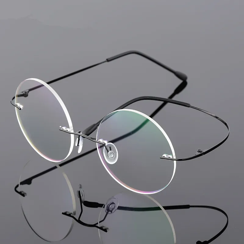 High Quality Steve Jobs Style Alloy Rimless Optical Prescription