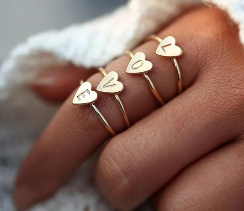 Heart letter deals ring