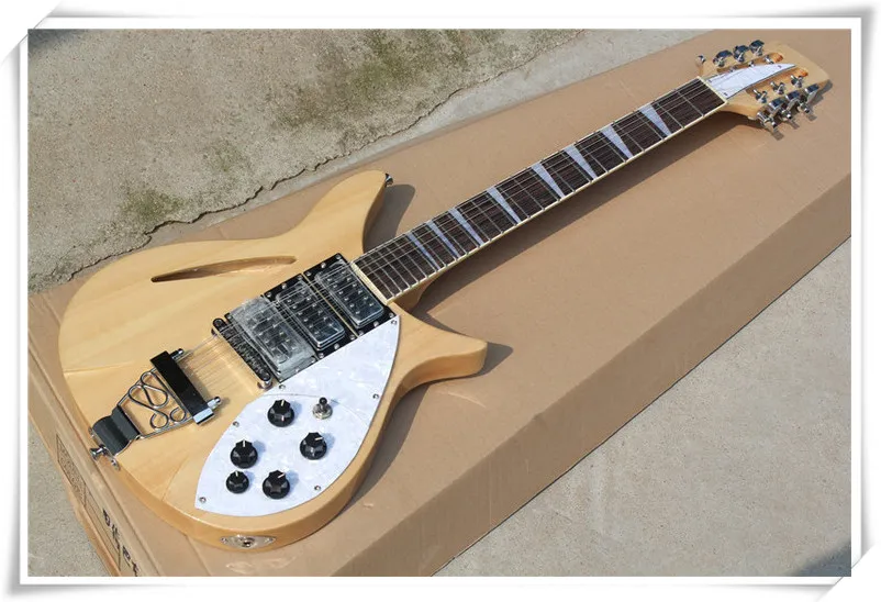 Weißes Pearl-Schlagbrett, 12 Saiten, Semi-Hollow-Body, Original-Body-E-Gitarre mit Palisander-Griffbrett, kann individuell angepasst werden