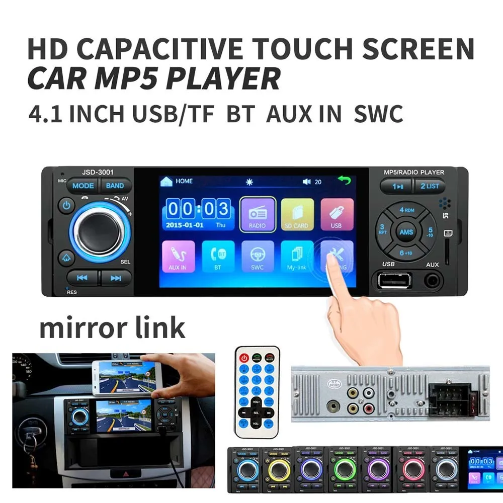 Radio De Voiture Bluetooth 4.0 Écran Tactile 4 Pouces MP5 Avec Télécommande