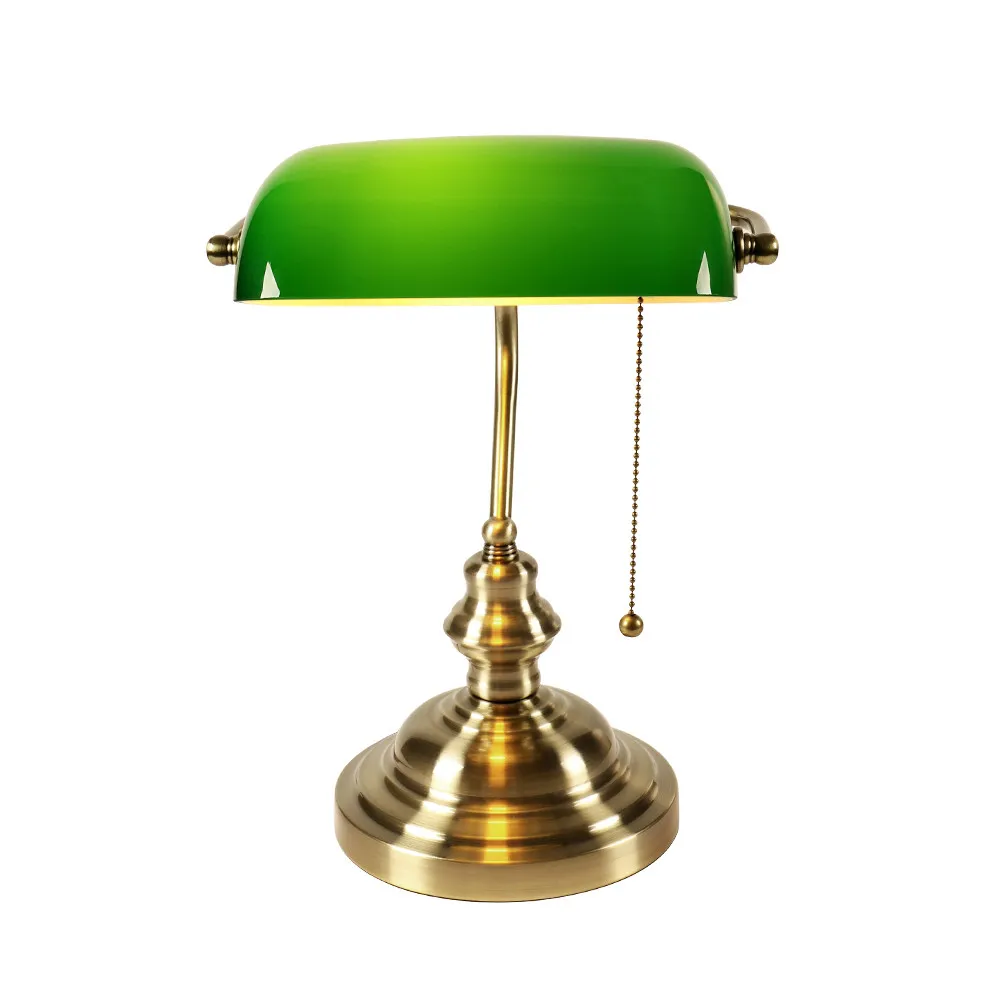 الكلاسيكية خمر مصباح مصباح مصباح مصباح الجدول E27 مع مفتاح Green Glass Lapparse Cover Lights لدراسة غرفة النوم Home Reading3347