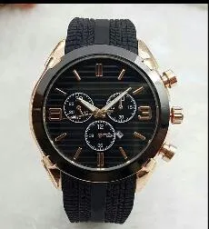Produção chinesa 44mm relógio de designer de qualidade relógio de borracha de luxo de primeira marca masculino data automática dia preto grande explosão