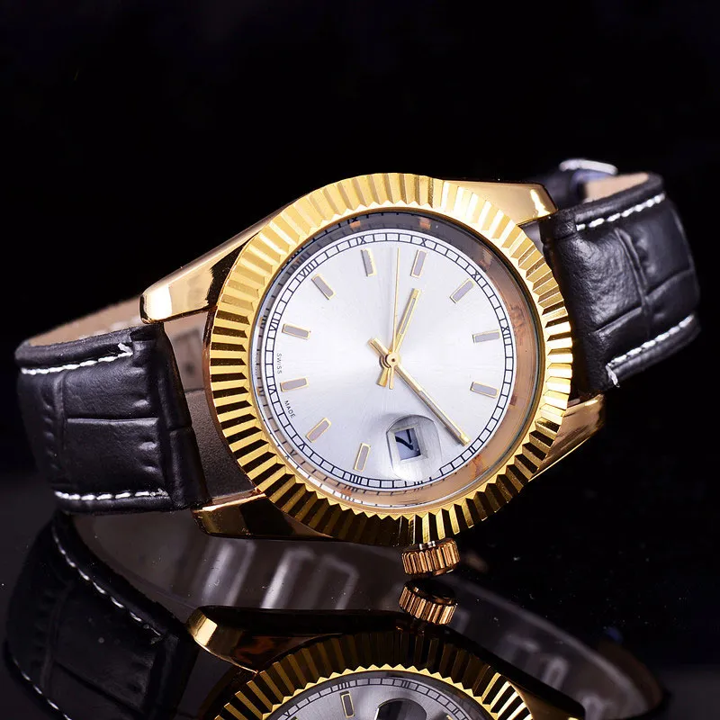 masculino mens Relogio relógios vestido de luxo designer de moda Preto Dial Calendário pulseira de ouro Fecho dobrável Mestre Masculino 2021 presentes casais