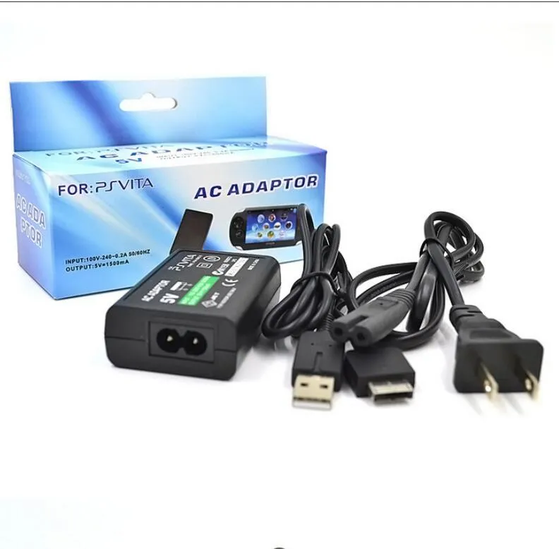 US-kontakt Hem Väggladdare Strömförsörjning Ac Adapter USB-data Synkronisering Laddningskabel för PSVITA PS Vita PSV