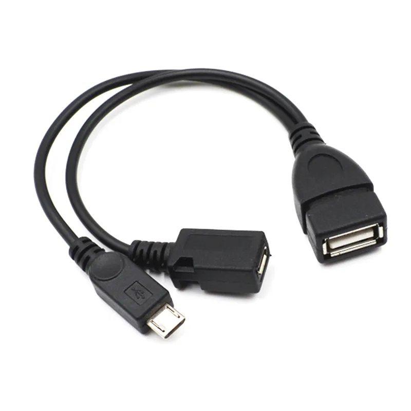 21CM الأسود 2 في 1 OTG مايكرو USB المضيف الطاقة Y الفاصل محول USB إلى مايكرو 5 دبوس ذكر أنثى كابل