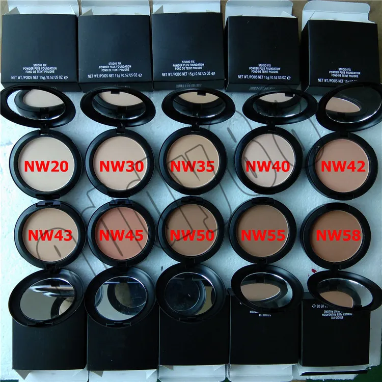 Foundation Brand Makeup Powder Cake Lätt att bära ansiktspulverfläck pressad pulver solblock Foundation 15g NC -färger