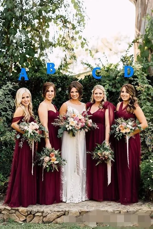 Burgundy tulle shop bridesmaid dress