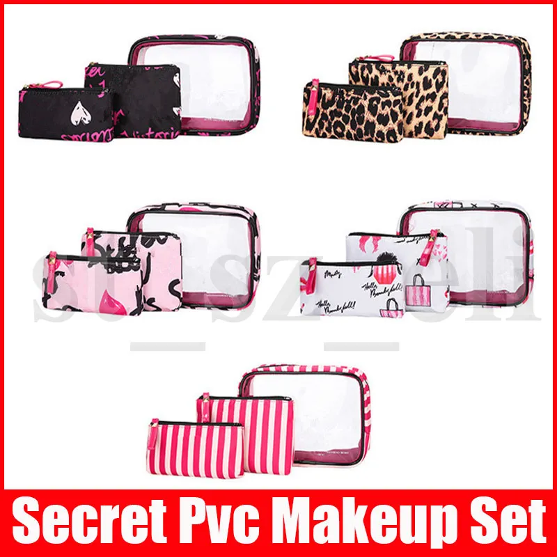 3 stks / set Waterdichte PVC Transparante Makeup tas Dames Reizen Organizer Pouch Cosmetische Tassen Set Kits ExecseAirte Make Up Toili