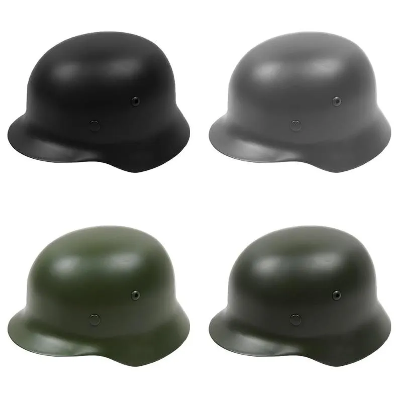 Casco de acero M35, casco protector de acero inoxidable con forro de cuero para hombres, sombrero duro de guerra alemán, actividades al aire libre