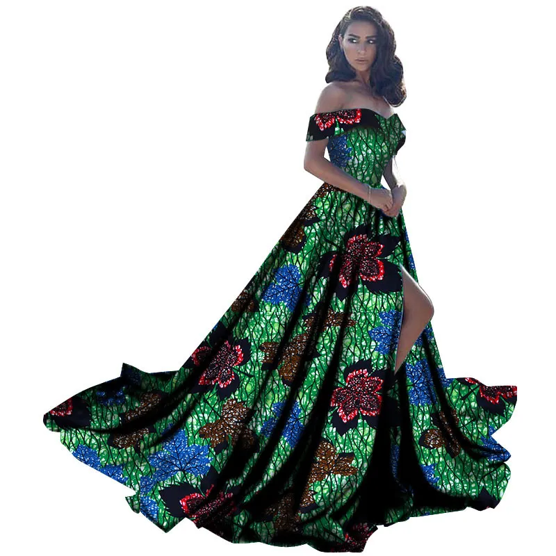 Lato 2019 Afryki Suknie Dla Kobiet Bazin Off Ramię Party Dress Dashiki Elegancka Długa Sukienka Dla Kobiet Wy 2734