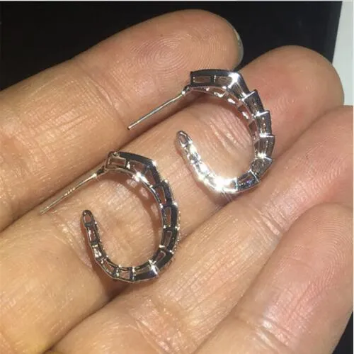 Fashion snake Earring 925 Sterling silver Diamond wedding Stud Earrings for women Evening Party Jewelry
