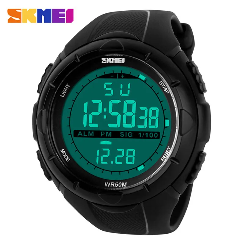 SKMEI hommes Sport montre-bracelet haut marque de luxe étanche homme électronique caoutchouc montre numérique horloge hommes horloges mannen