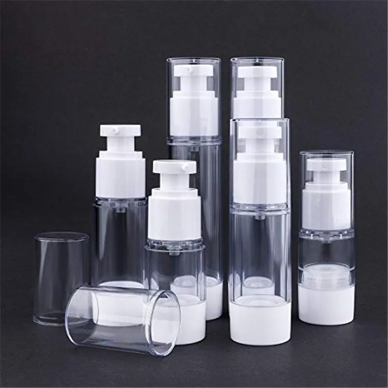 15ml 30ml 50ml 80ml 100ml 120ml Airless Pump Bottle Vacuum Press Lotion Spray Pump Containers Refillable Portable Travel Bottles