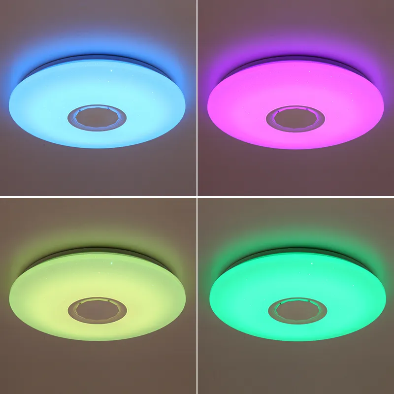 Nowoczesne LED Lampy Sufitowe RGB Lampa sufitowa Butotooth Ściemniana 25 W 36 W 52W Aplikacja Zdalne sterowanie Lampki do sypialni Pokój dziecięcy