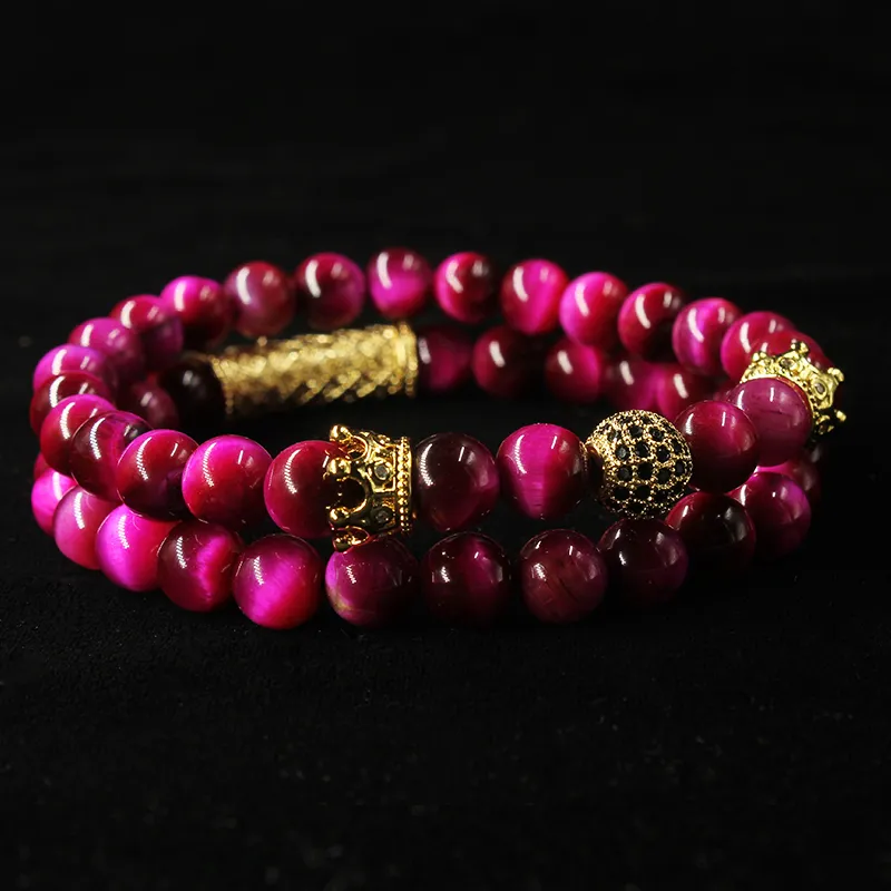 ET Natural Tiger Eye Pearl Beads Armband Set Smycken för män och kvinnor Elastiska materialhandledsband Tillbehör Valen4210839