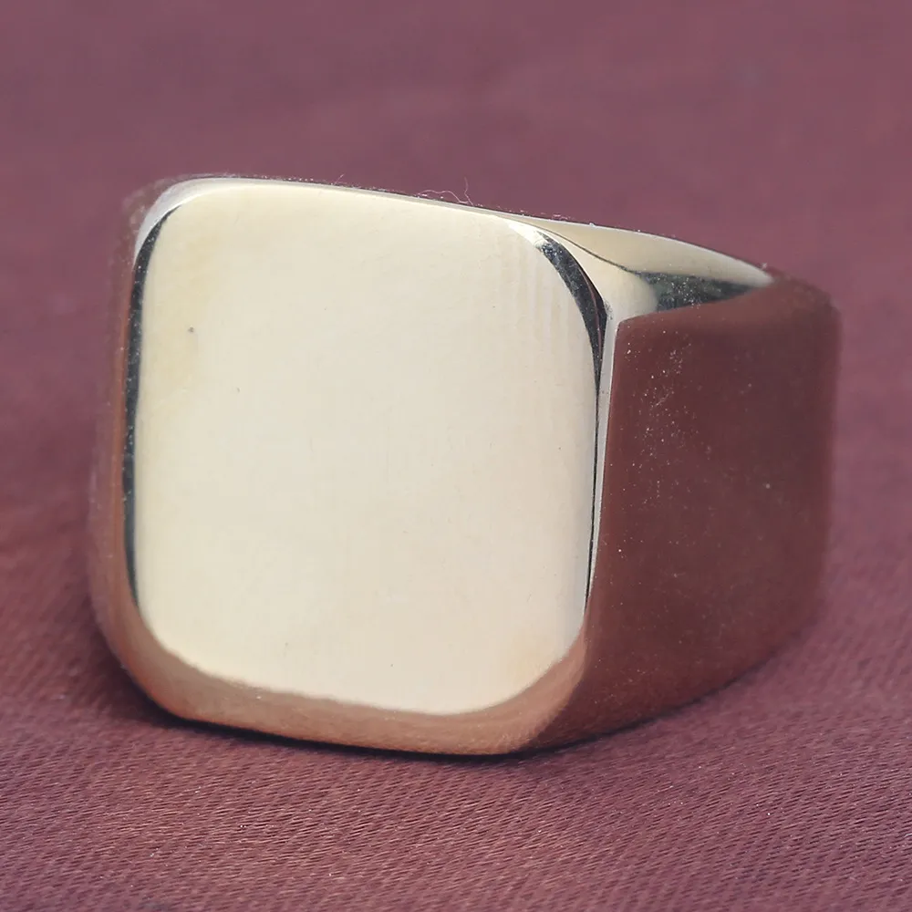 Vintage Titanium Steel Square Male Ring Finger For Men Available Gold