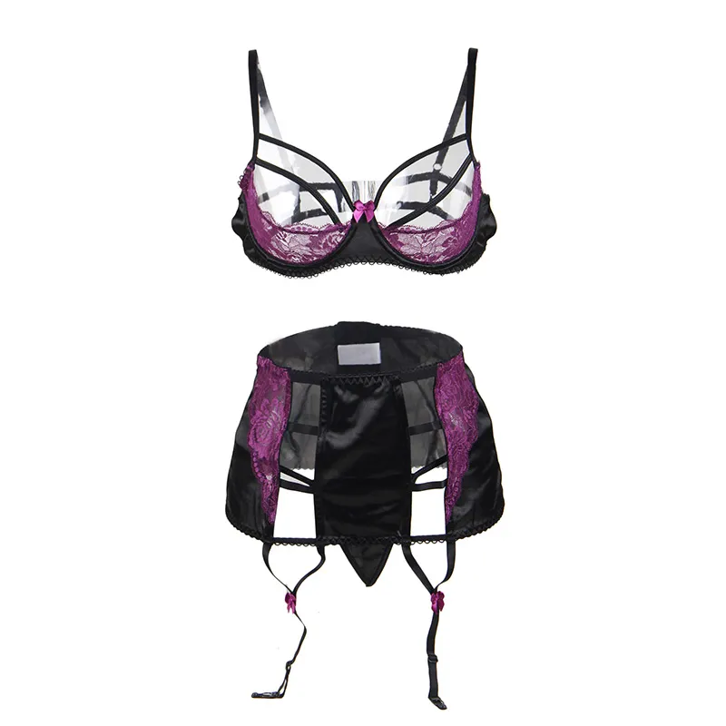 Hot Sexy Women Bras Sleepwear Babydoll Sexy Lingerie Garter Set Plus Size  Lace Purple Erotic Open Cup Bra Set With Bra From 22,34 €