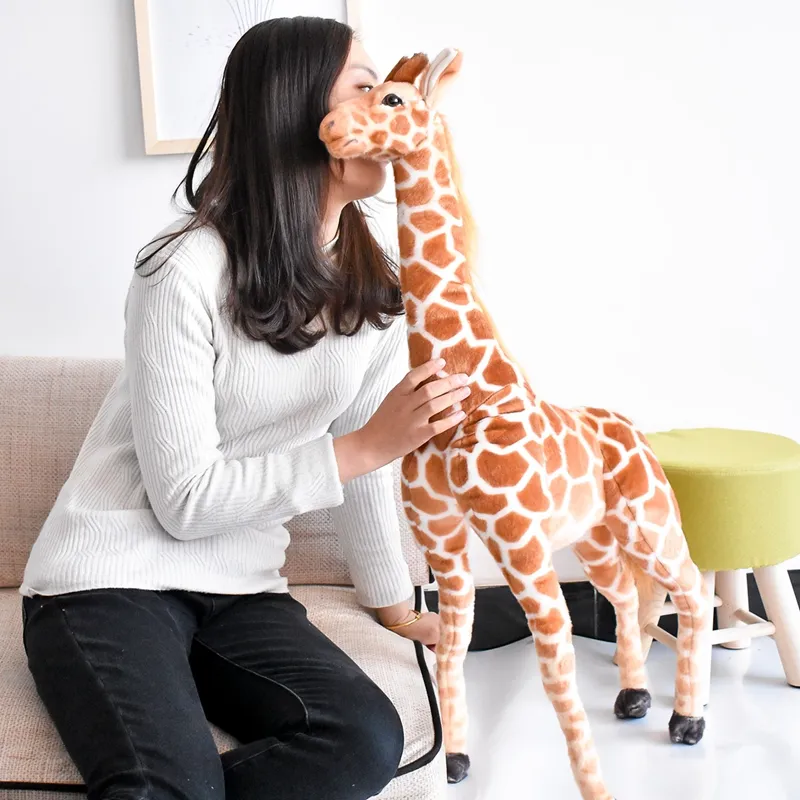 Géant taille girafe jouets en peluche mignon Animal en peluche doux girafe poupée cadeau d'anniversaire enfants jouet 60 cm 80 cm 100 cm LA217