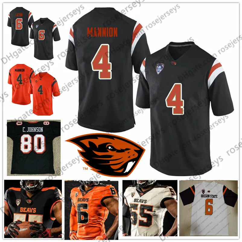 NCAA Oregon State Beavers #80 Chad Johnson 85 Ochocinco 4 Sean Mannion 7 Brandin Cooks Black White Orange Ocho Cinco متقاعد كرة القدم