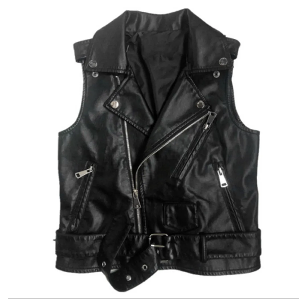 Sleeveless faux leather gilet black hotsell