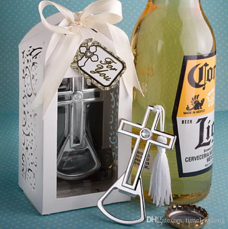 Ferramentas Garrafa criativo Cruz cerveja abridor abridor personalizado com borlas dispositivos da cozinha Bar úteis Presentes de casamento para os hóspedes