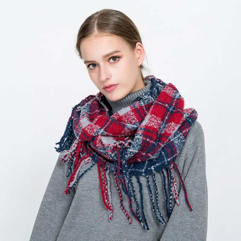 Dziewczyna Szalik Szalik Pierścień Kobiety Kropkowana Linia Siatka Szaliki Tassel Check Scarves Classic Tartan Okładki Szal Ciepły Koc Zimowy GGA2552