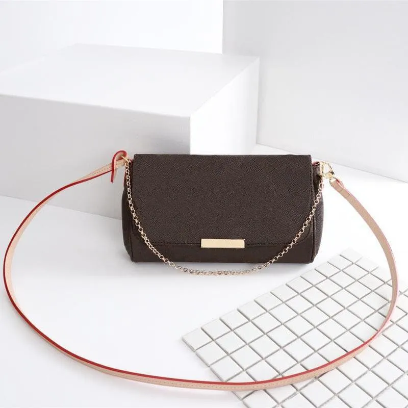 Torebki z prawdziwej skóry 40718 Ulubiona luksusowa torebka Moda damska torba Crossbody Ulubiony projekt Kopertówka z łańcuszkiem Skórzana torba z klapką Moneta Torba z grubej bawełny