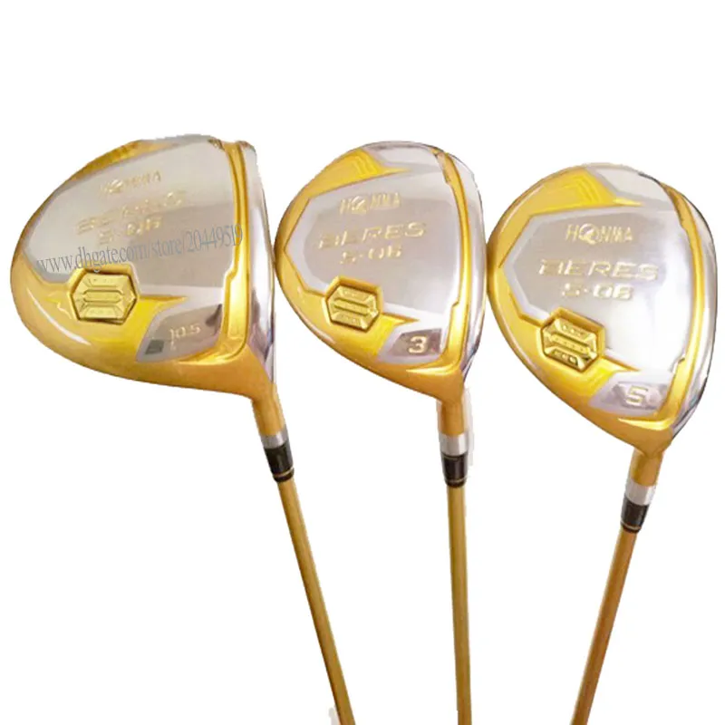 Nya golfklubbar 4-stjärniga S-06 Golf Wood Honma 135 Wood Set Driver Clubs R eller S Flex Graphite Shaft gratis frakt