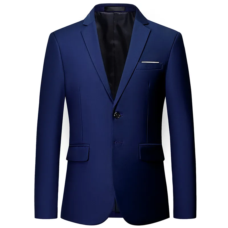 Men's Solid Color Casual Blazers Spring Autumn Fashion Business Suit Jackets Slim Fashion Singer Host Tuxedo Costume