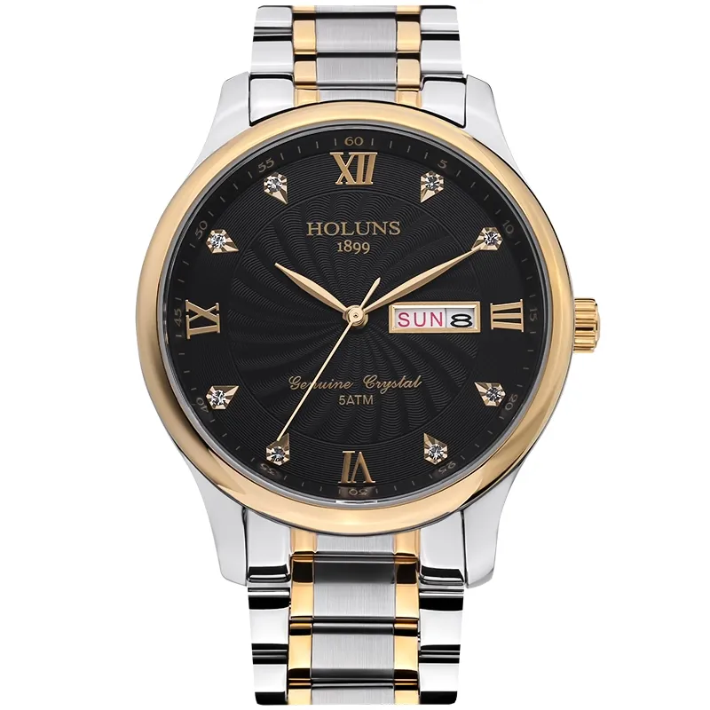 Reloj de Lujo Holuns Mens Watches Top Luxury Full Stainless Strap Strap Quartz Mens Watchesカジュアルシンプルな男性リストウォッチ